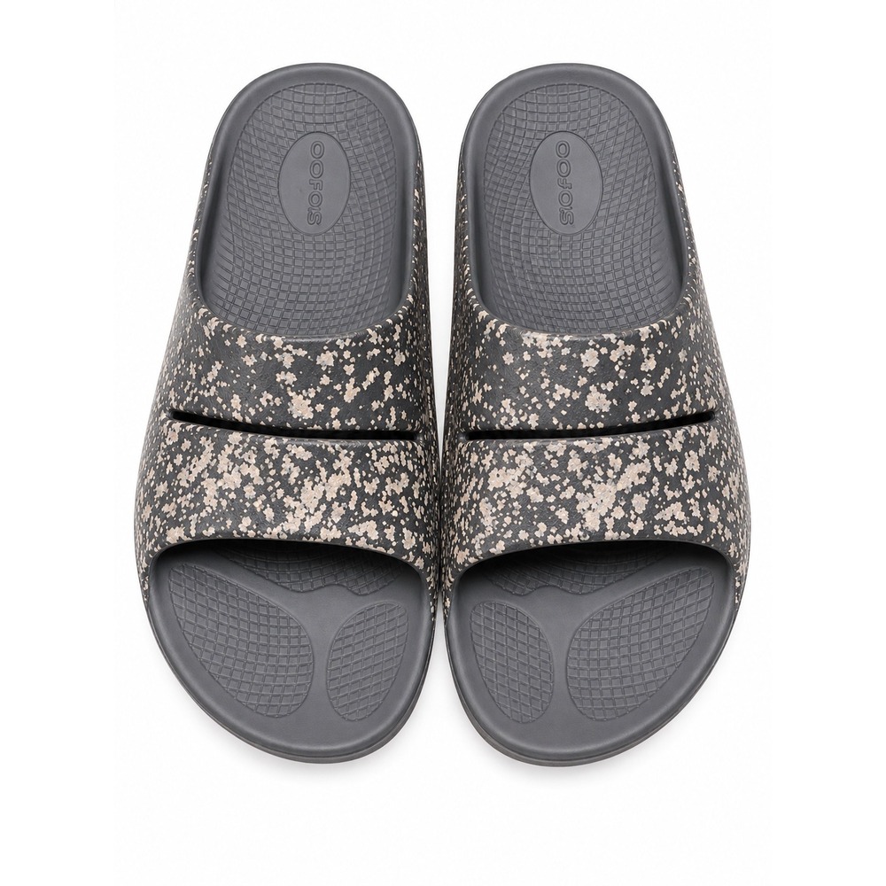Oofos OOahh Sport Flex Slide Sandals Grey Speckled Womens 10 Mens 8 Recovery